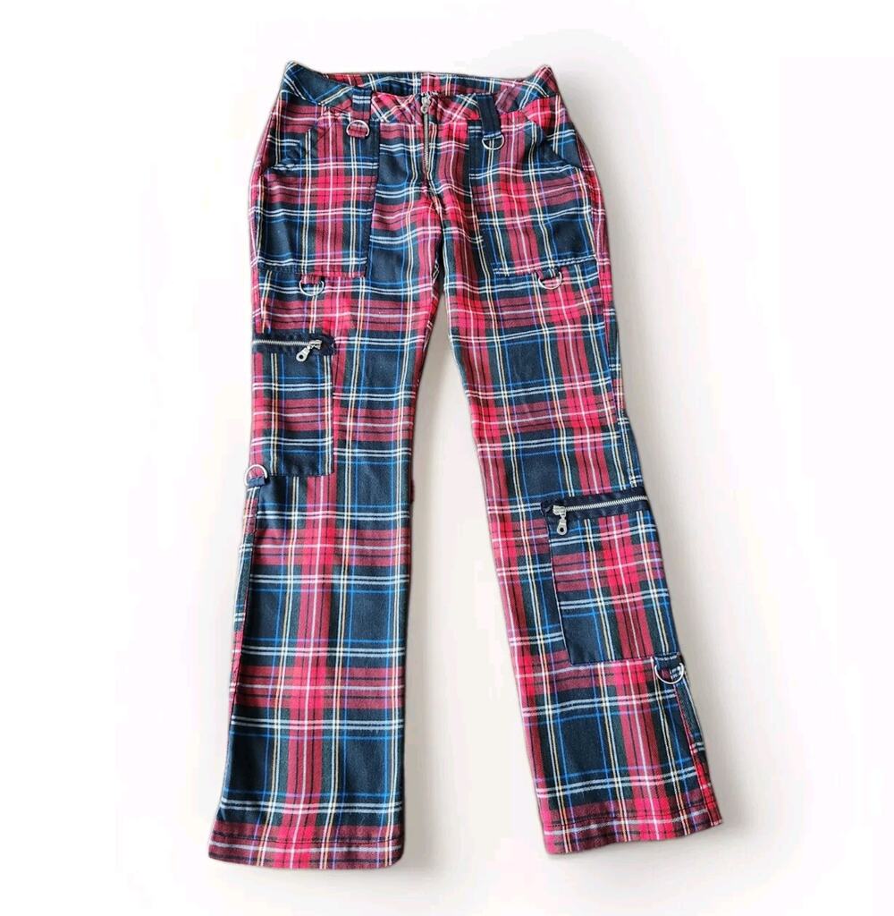 Vintage Serious Pants Women's Y2K Plaid Goth Punk Rock Retro Pockets Size 7